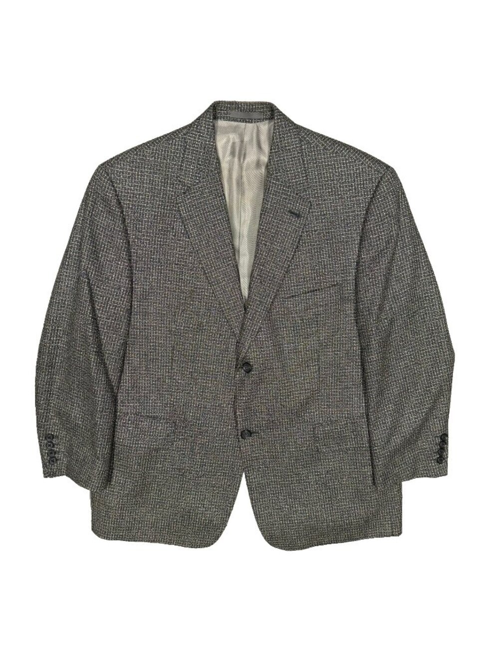 Vintage Biella Blazer Wool Silk Sport Coat Hopsack Tweed Brown 46R